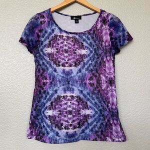 Purple Blue Lace Blouse Top AB Studio S